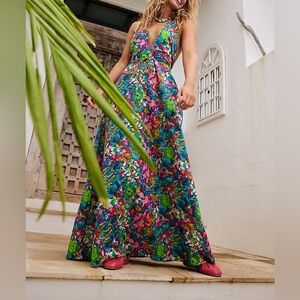 Free People Floral Maxi Dress - Blue and Green